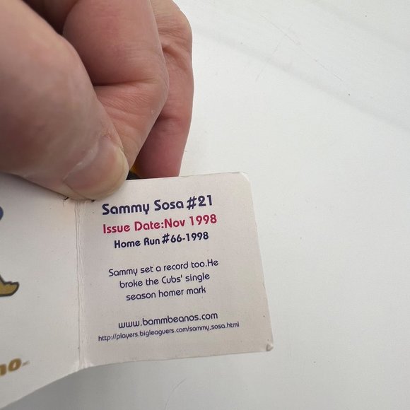 Babe Ruth Bamm Beanos #21 Plush 1998 Bean Bag Baby Bambino Teddy Bear Plush Stuf - Picture 8 of 9